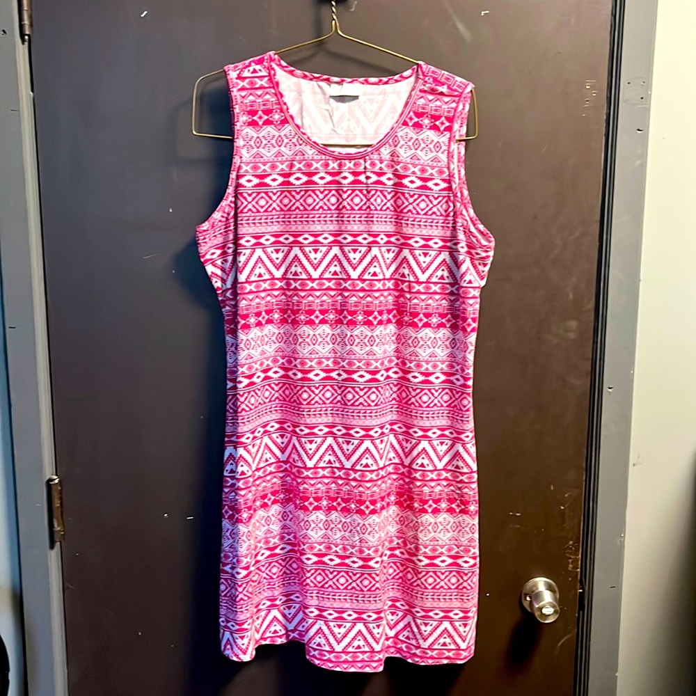 Red 2XL BOBBI BROOKS PATTEREDN DRESS